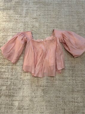 Hyacinth House Blush Pink Pleated Balloon Sleeve Blouse Size Medium